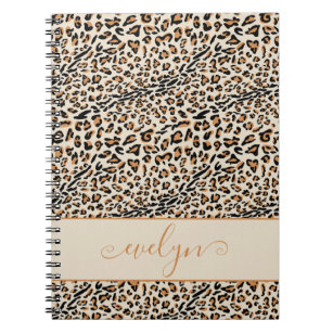 Cuaderno Crema de impresión de animales leopardos negro Tan
