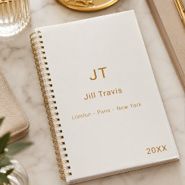 Cuaderno Crema de marfil dorado modernidad minimalista de l