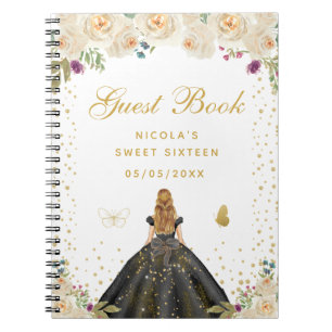 Cuaderno Crema Floral Rubia Cabello Princesa Dieciséis Dulc