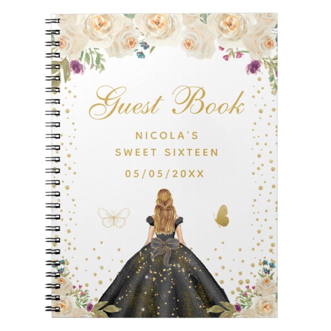 Cuaderno Crema Floral Rubia Cabello Princesa Dieciséis Dulc (Frente)