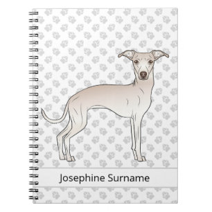 Cuaderno Crema Italiana Greyhound Dog Con Texto Personaliza