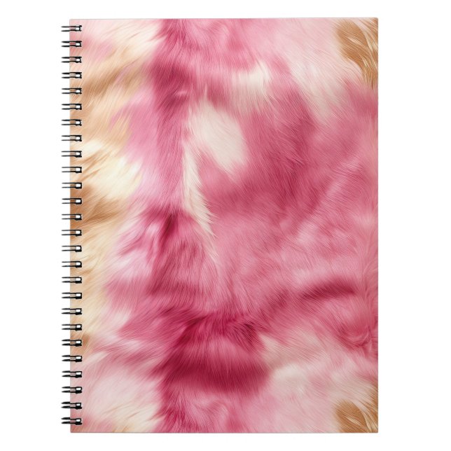 Cuaderno Crema marrón Piel de vaca de vaca rosa (Frente)