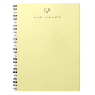 Cuaderno Crema Moderna Caligrafía Monogramada Nombre Llano
