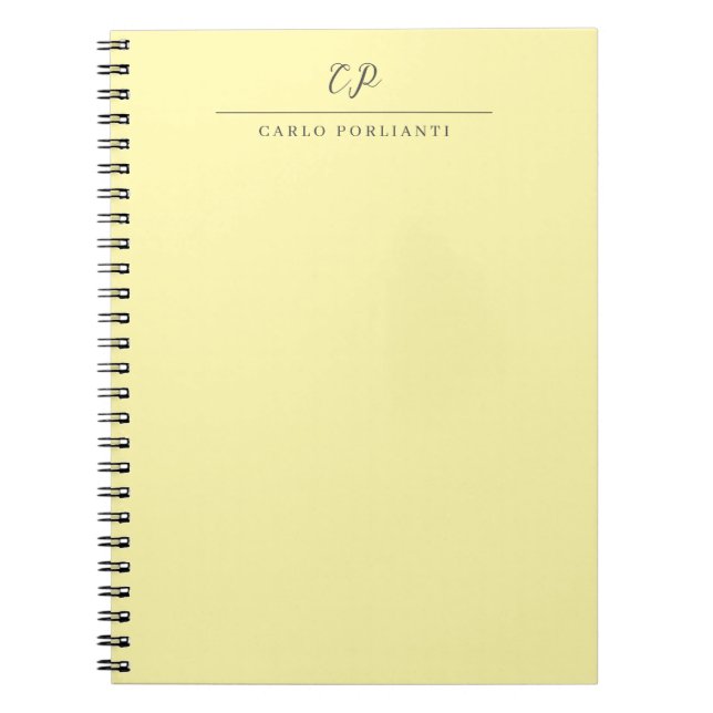 Cuaderno Crema Moderna Caligrafía Monogramada Nombre Llano (Frente)