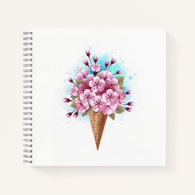 Cuaderno Crema rosa de hielo Sakura Waffle Cone (Anverso)