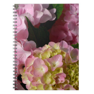 Cuaderno Crema rosa Hydrangeas amarillo rosa verde floral