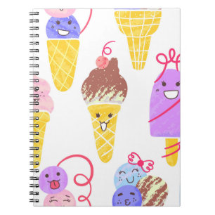 Cuaderno Cremas de hielo de Kawaii, lindo patrón sin costur