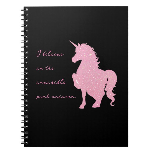 Cuaderno Creo en el unicornio rosa invisible. (Frente)
