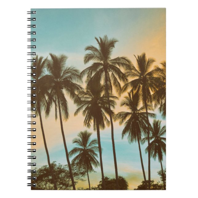 Cuaderno Crepúsculo tropical: silueta de palma de coco (Frente)