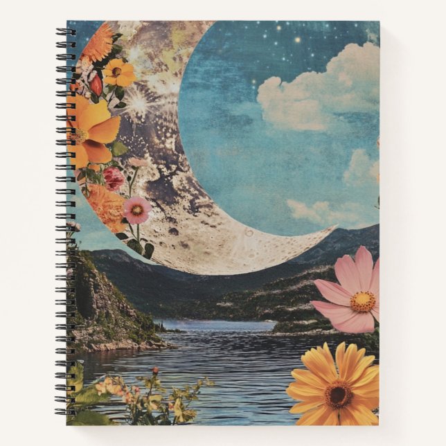 Cuaderno Crescent Moon Over Serene Landscape (Anverso)