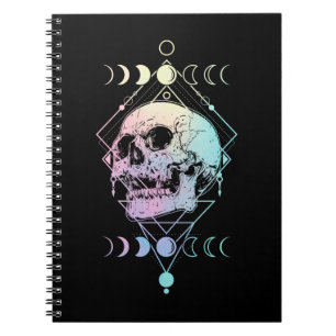 Cuaderno Crescent Moon Skull Occult Witchcraft Pastel Góti