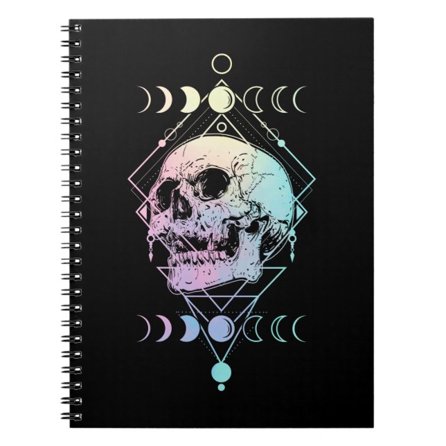 Cuaderno Crescent Moon Skull Occult Witchcraft Pastel Gótic (Frente)