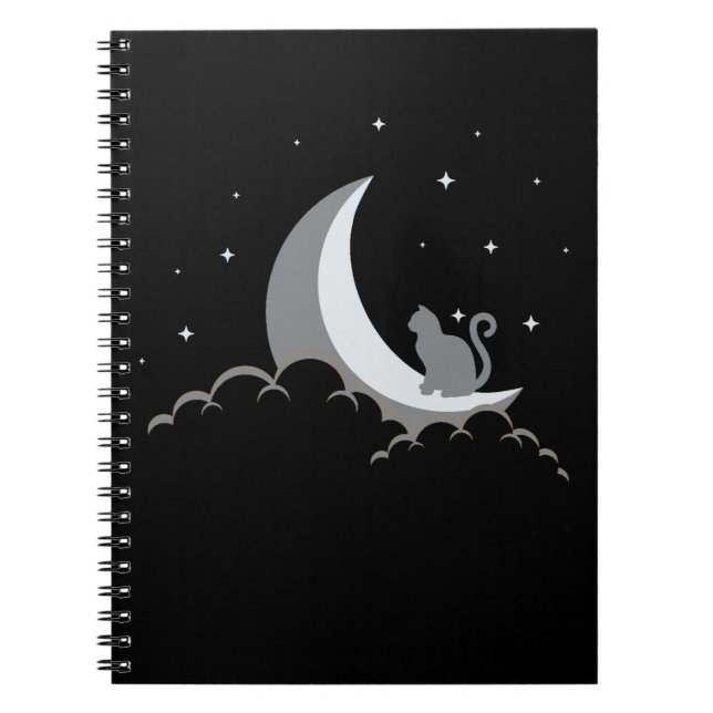 Cuaderno Crescent Moon Spiritual Cat Gótico Pastel Wicca (Frente)