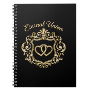 Cuaderno Crest de Boda Unión Eterna de Oro Elegante Ornam