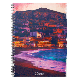 Cuaderno Creta Grecia Pintado de acuarela de la isla griega