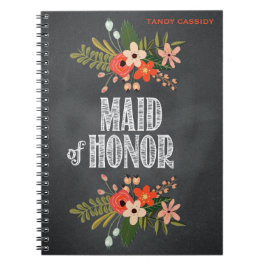 Cuaderno Criada-de-Honor floral de la pizarra