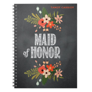 Cuaderno Criada-de-Honor floral de la pizarra