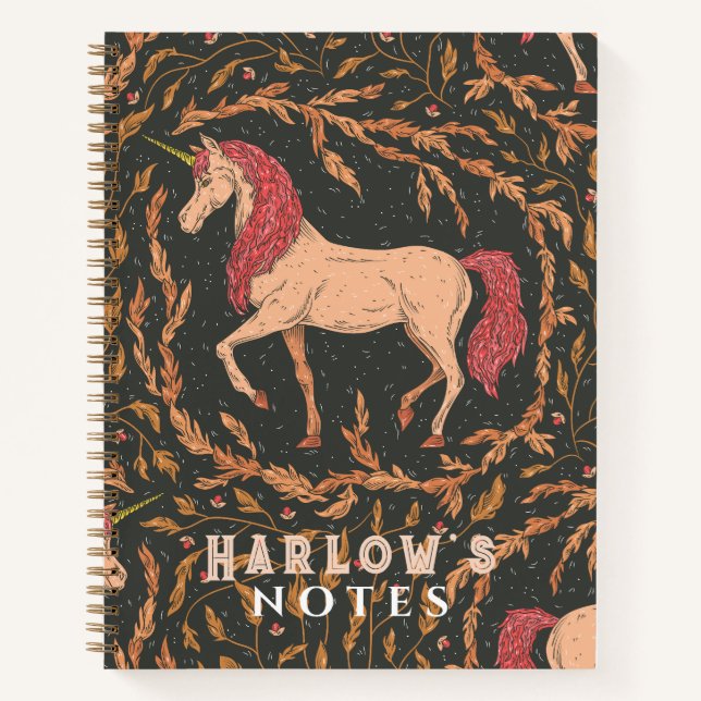 Cuaderno Criatura Mítica Unicornio Rojo Carmesí (Anverso)