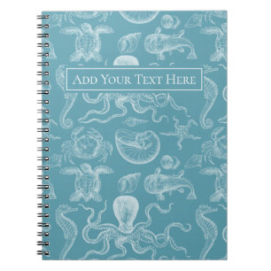 Cuaderno Criaturas marinas Ilustracion azul moderno de cose