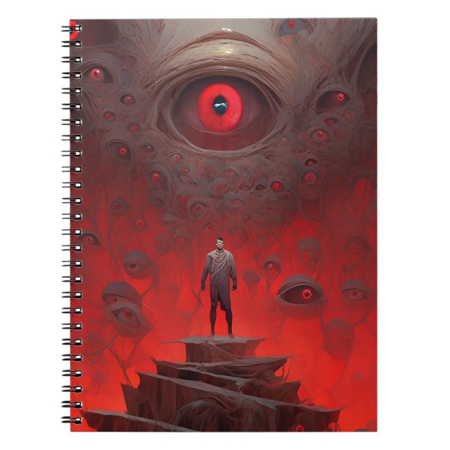 Cuaderno Criaturas oculares arte de terror surrealista (Frente)
