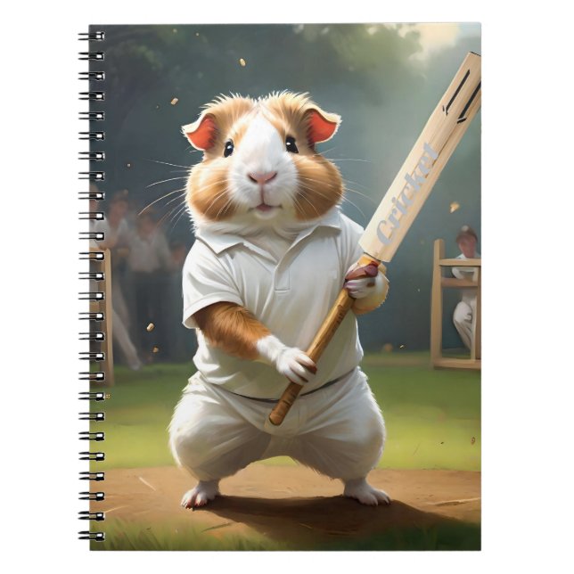 Cuaderno Cricketer De Cerdo De Guinea: Vestido En Blanco (Frente)