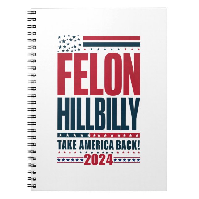 Cuaderno Criminal Hillbilly 2024 Trump Vance 2024 Elección (Frente)