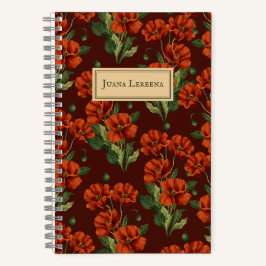 Cuaderno Crimson Poppies Dark Botanical