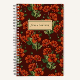 Cuaderno Crimson Poppies Dark Botanical