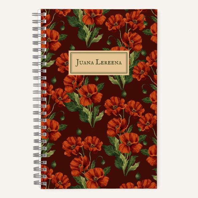 Cuaderno Crimson Poppies Dark Botanical (Anverso)