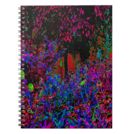 Cuaderno Crimson Psicodélico Rojo y Amanecer del Jardín Neg