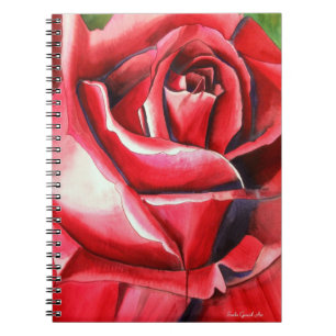 Cuaderno Crimson Red Rose original pintura acuarela