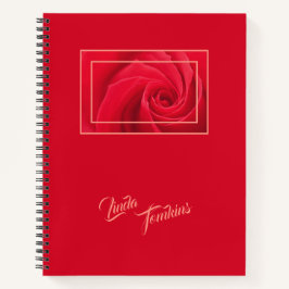 Cuaderno Crimson Red Rose Under Glass Personalizada