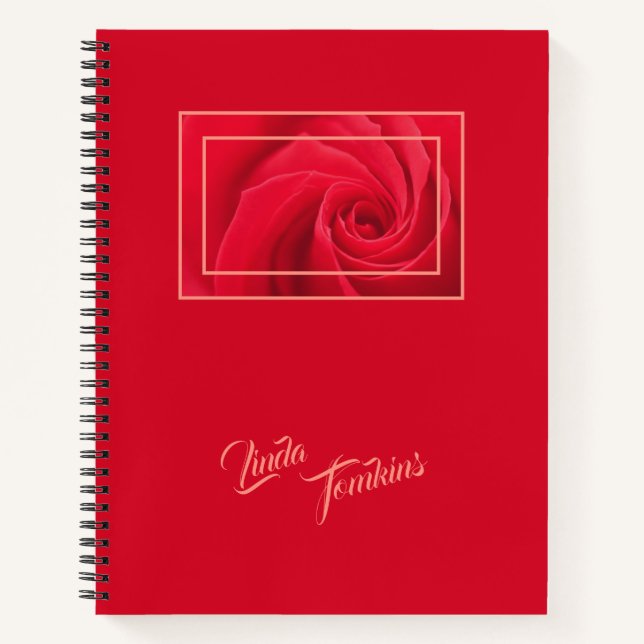 Cuaderno Crimson Red Rose Under Glass Personalizada (Anverso)