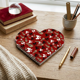 Cuaderno Crimson Rojo y Lazos Blancos Corazón Espiral