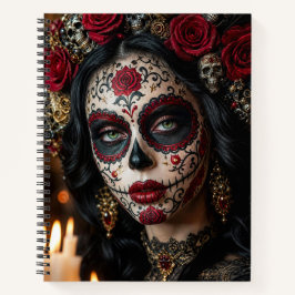Cuaderno Crimson Rose Calavera – Elegante Día de Muertos