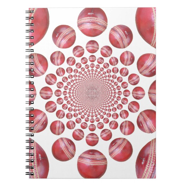 Cuaderno Crimson Vortex: bello arte de una pelota de críque (Frente)