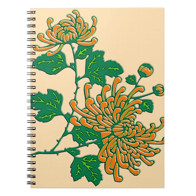 Cuaderno Crisantemo de araña chino - naranja ligero (Frente)