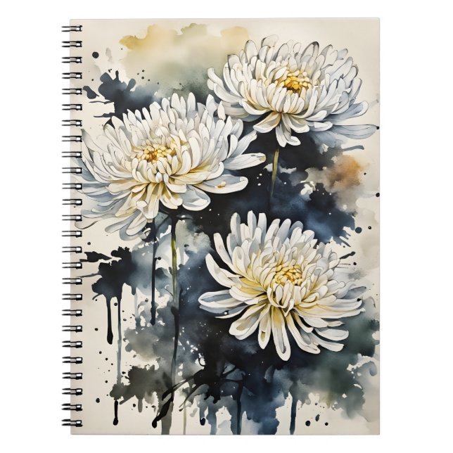 Cuaderno Crisantemo - Flores de acuarela (Frente)