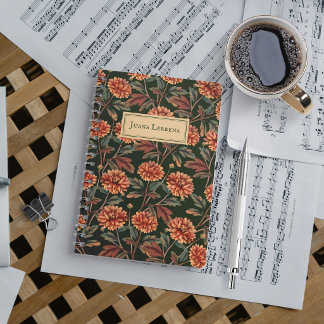 Cuaderno Crisantemo Naranja Vintage Halloween