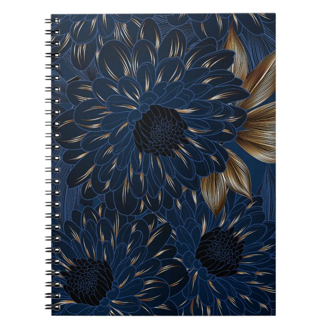 Cuaderno Crisantemos dibujados a mano, elegante patrón flor (Frente)