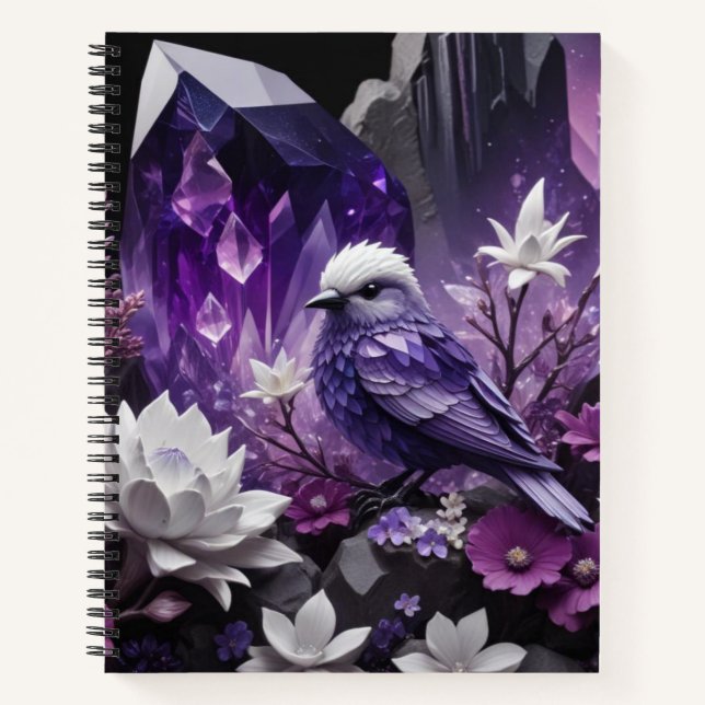 Cuaderno Cristal de fantasía - Ave de flores de jardín (Anverso)