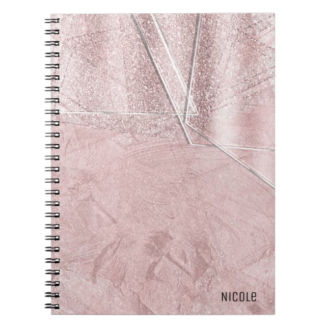 Cuaderno Cristal de vidrio con brillo rosa estilo de diseña (Frente)