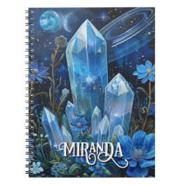 Cuaderno Cristales de Cuarzo Azul Místico Sanador Floral