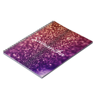 Cuaderno cristalino nombrado púrpura del purpurina