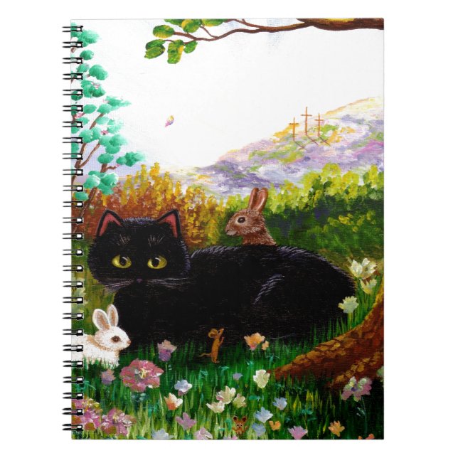 Cuaderno Cristiano Creationarts del ratón del gato negro (Frente)