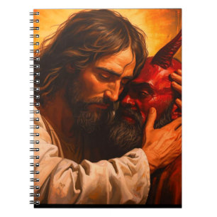 Cuaderno Cristo abrazando el bloc de notas de Lucifer