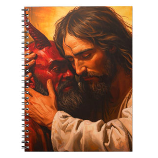 Cuaderno Cristo abrazando el bloc de notas de Lucifer