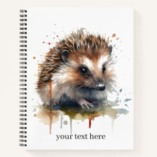 Cuaderno Critter acogedor: Erizo en acuarela, personalizado