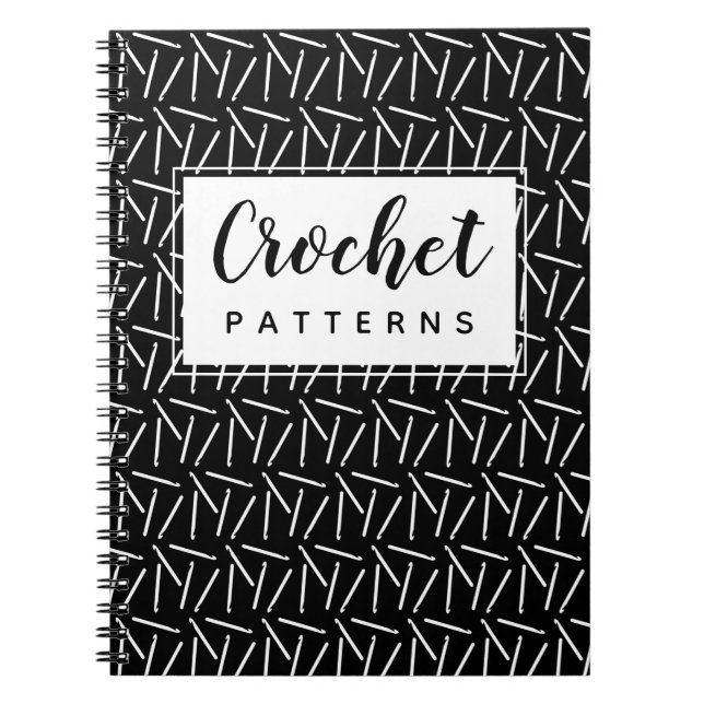 Cuaderno Crochet Hooks Yarn Crafts Pattern Organizar Oscuro (Frente)