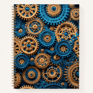 Cuaderno Crochet Steampunk Gear Pattern Azul marrón